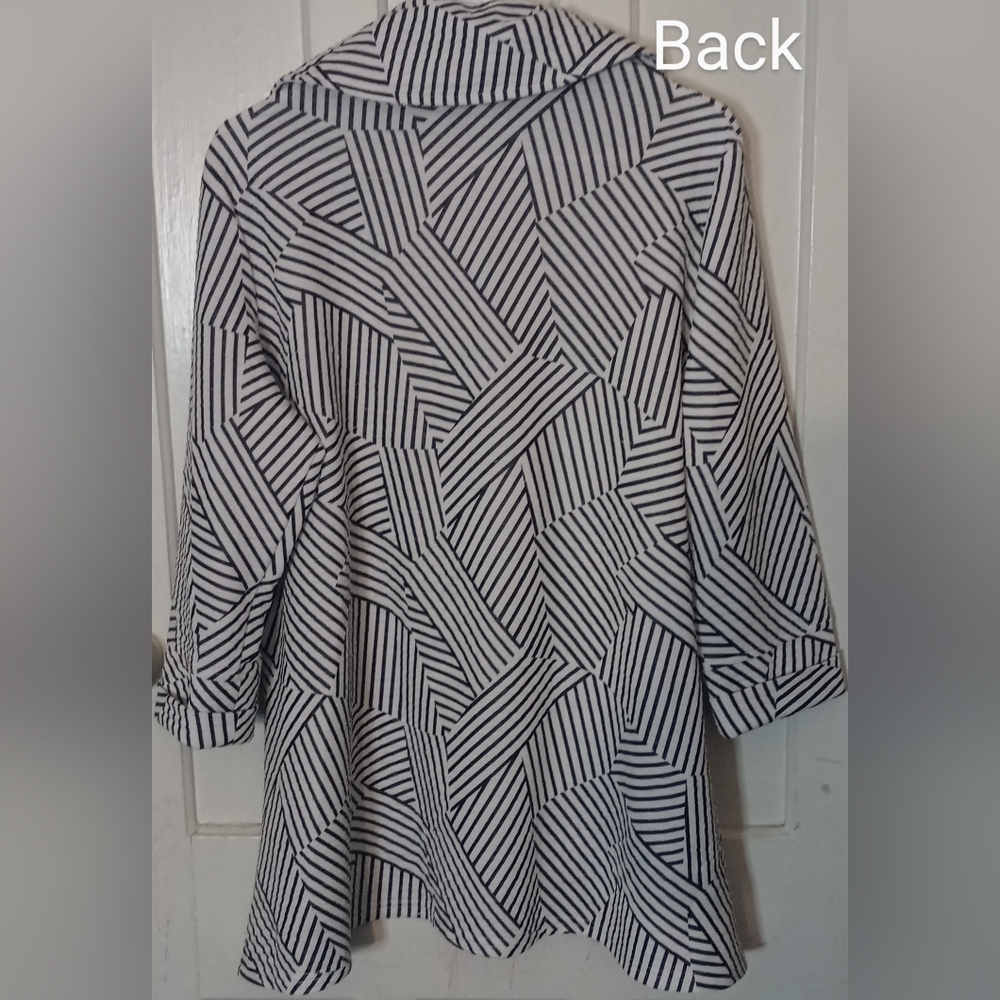 Joseph Ribkoff Black and White Striped Jacket - Picture 2 of 15